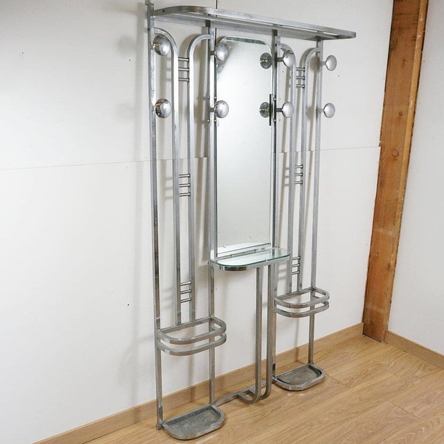 Glass French Art Deco Hall Stand in Chrome, 1920s For Sale - Image 7 of 7