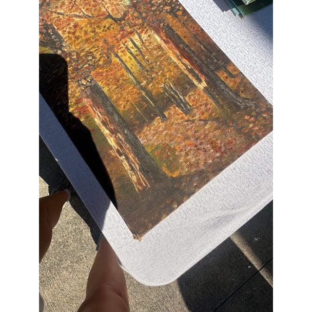 1990s Dark Fall Woods Foliage Landscape Painting on Canvas For Sale In Atlanta - Image 6 of 8