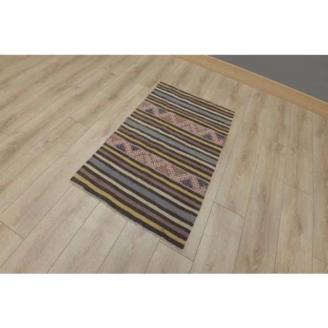 Late 20th Century Traditional Turkish Hand-Knotted Vintage Kilim Rug Size: 2.3 x 3.6 ft - 72 x 112 cm - 28 x 44 inches...
