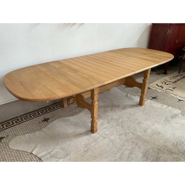 1970s Danish Brutalist Extendable Oak Dining Table in the Style of Henning Kjærnulf For Sale - Image 12 of 16
