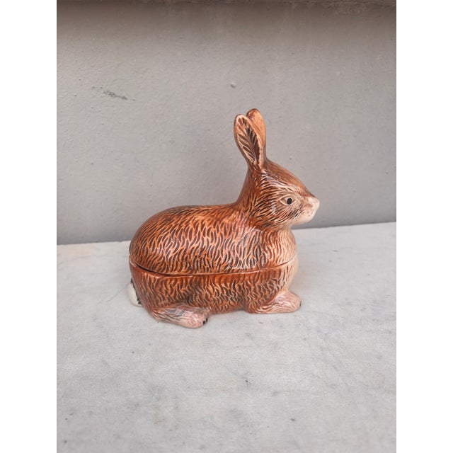 Small Brown Majolica Rabbit Tureen Caugant For Sale In Austin - Image 6 of 7