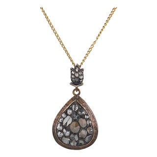 19th Century Victorian 2.50 Carat Diamond 18k Gold and Silver Necklace For Sale