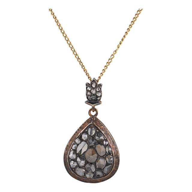19th Century Victorian 2.50 Carat Diamond 18k Gold and Silver Necklace For Sale