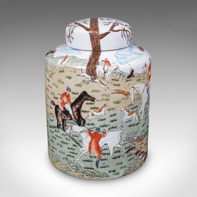 Pair of Vintage Huntsman Biscuit Barrels, Oriental, Ceramic, Kitchen Storage Jar For Sale - Image 4 of 12