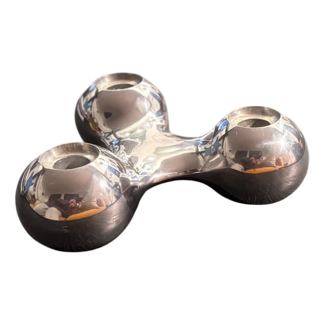 Scandinavian Modern Chrome-Plated 3-Candleholder from Georg Jensen, Denmark, 1960s For Sale