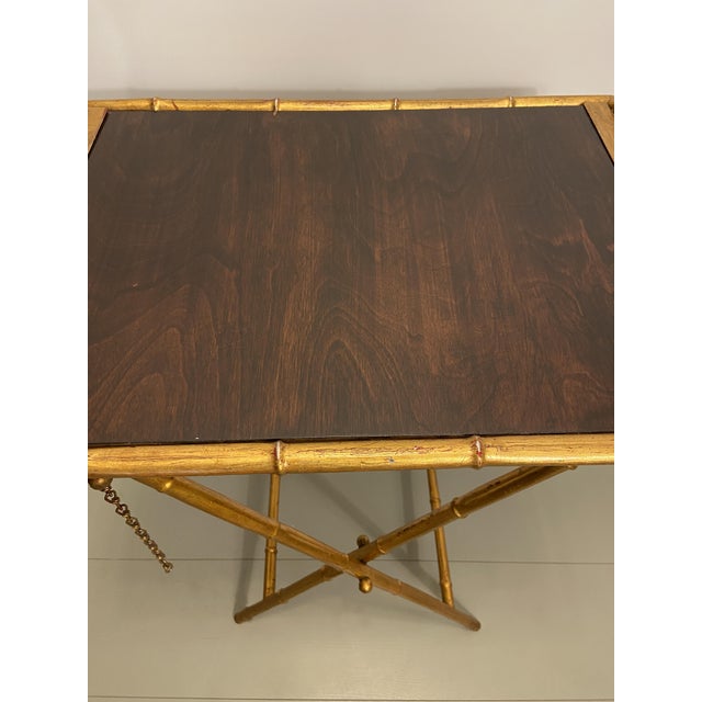 Faux Bamboo Side Table with Tray, Italy, 1970s, Set of 2 For Sale - Image 4 of 11