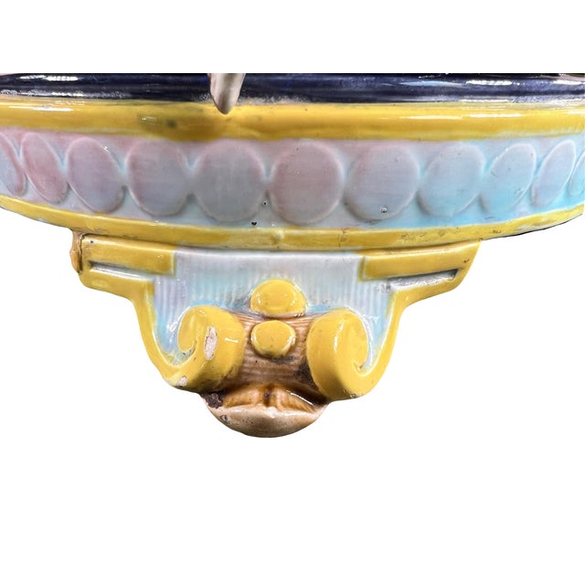 Blue Majolica Vase or Centerpiece with Putti and Frogs, 19th Century For Sale - Image 8 of 12