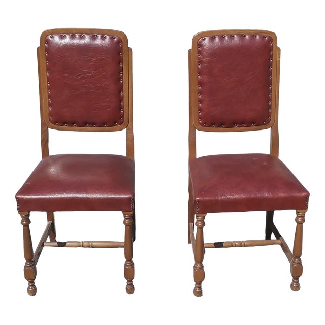 Set of Chairs with Seat and Back in Red Leather, Italy, 1980 For Sale