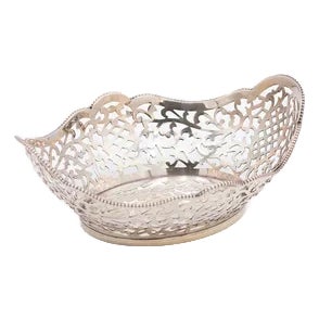 Silver Ring Bowl with Grid Cutout For Sale