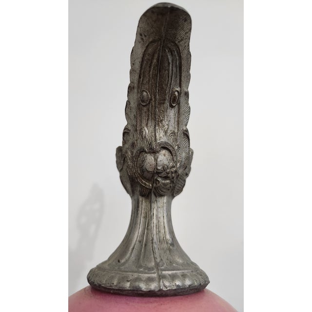 Circa 1900 Victorian Rococo Revival Pink Rose Porcelain & Spelter Mantel Ewer For Sale - Image 9 of 18