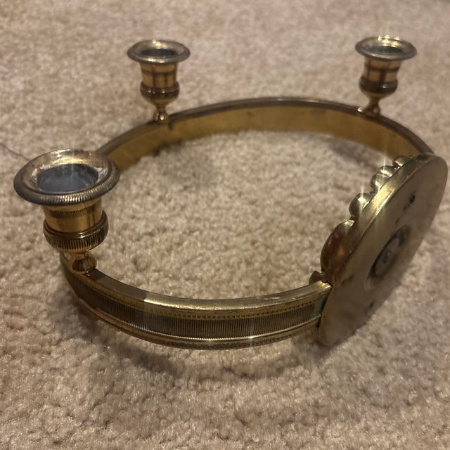 Art Nouveau Vintage Brass Three Wall Sconces Candle Holder For Sale - Image 3 of 5