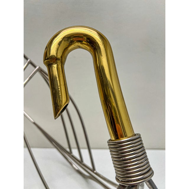Regency Magazine Rack Swan in Chrome and Brass, 1970s For Sale - Image 9 of 10