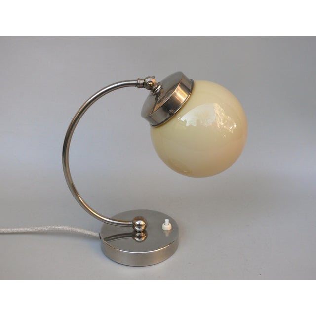 Bauhaus Vintage Bauhaus Bedside Lamp with Beige Cased Glass Shade, 1920s For Sale - Image 3 of 18