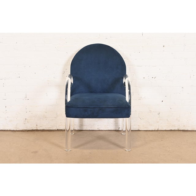 Animal Skin Leon Rosen for Pace Collection Modern Art Deco Lucite Waterfall Armchairs, Set of Eight For Sale - Image 7 of 14