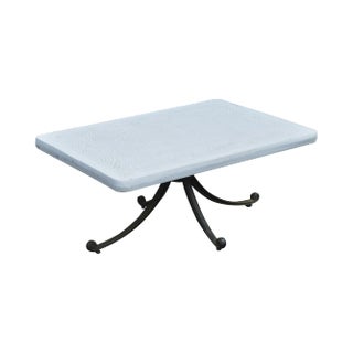 Cast Aluminum & Faux Stone Top Patio Coffee or Cocktail Table For Sale