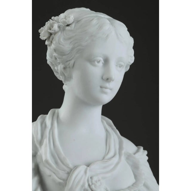 Ceramic 19th Century Biscuit Young Woman With Flowers Statuette For Sale - Image 7 of 18