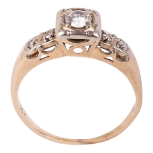 Edwardian Diamond & 14k Yellow Gold Ring Size 6.5