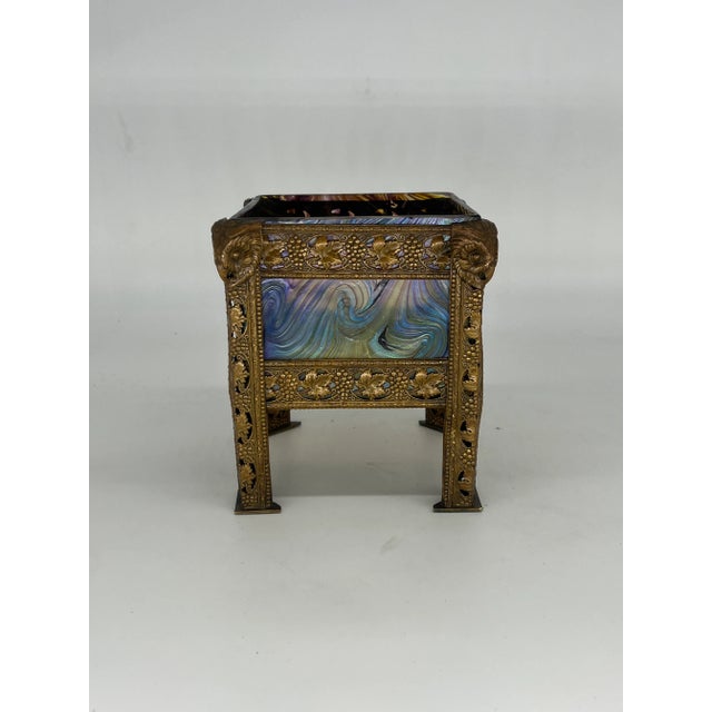 Art Nouveau Austrian Art Glass and Bronze Vase For Sale In Boston - Image 6 of 13