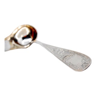 Silver Sauce Ladle with Plant Engravings on the Handle For Sale