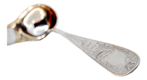Silver Sauce Ladle with Plant Engravings on the Handle