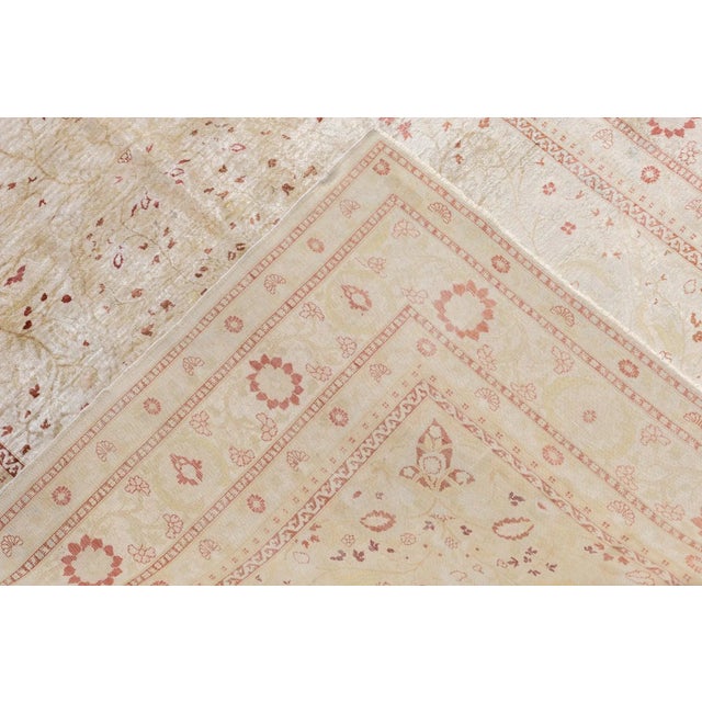 Traditional Silk Haji Jalili Tabriz Rug 4'2'' X 5'1'' For Sale - Image 3 of 11