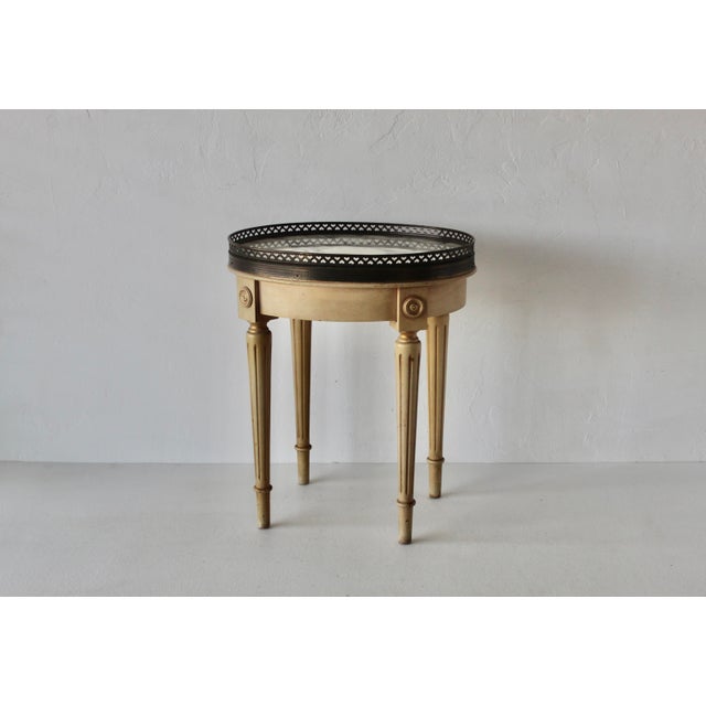 Mid 20th Century French Louis XVI Style Marble Oval Top Bouillotte Side Table For Sale - Image 4 of 13