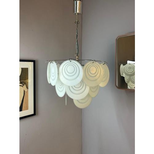 White and Silver Chandelier with Glass Panes For Sale - Image 3 of 11