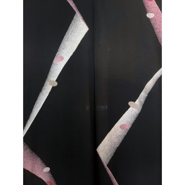 Vintage Japanese Silk Meisen Kimono with Geometrical Design For Sale - Image 10 of 11