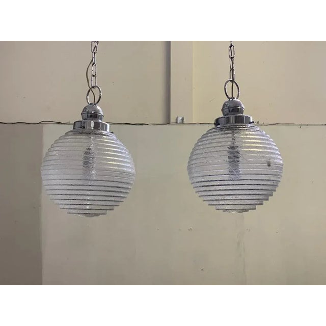 Ball Ceiling Lamps with Multi-Strands Engraving Effect, 1970s, Set of 2 For Sale - Image 15 of 15