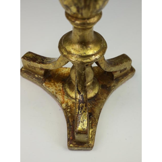 Gold 18th-Century Neoclassical Italian Giltwood and Polychrome Candlestick, 1800 For Sale - Image 8 of 18