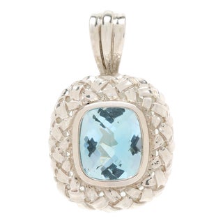 Slane Blue Topaz Basketweave Enhancer, Sterling Silver, Length 1.5 In For Sale
