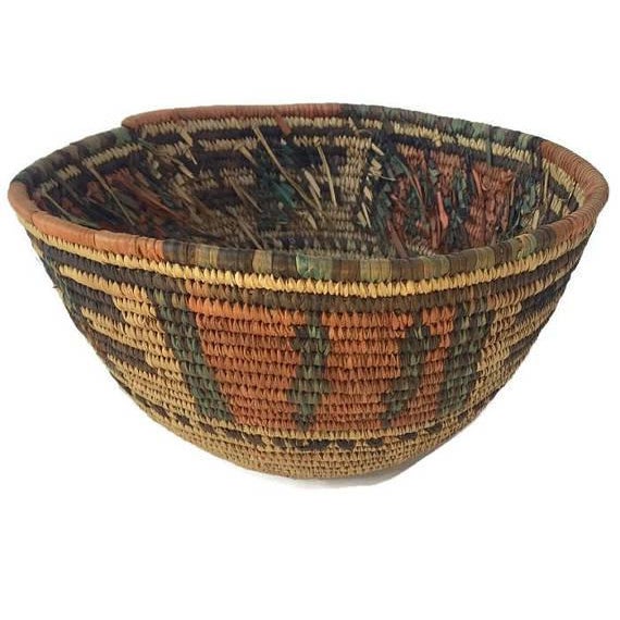 Vintage African Hand Woven Basket Bowl Hausa Tribal Basket ...