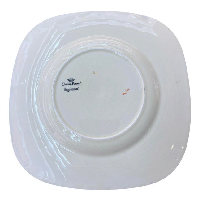 1990s Vintage Crown Ducal "Florentine" Floral Square Plate Set - Set of 6 For Sale - Image 5 of 11