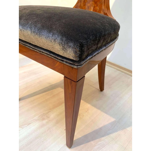 Ballon Chairs in Ash Veneer, Grey Velvet, Set of 4 For Sale - Image 16 of 18