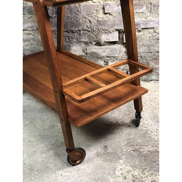 Wood Vintage Oak Veneer Serving Cart, 1970s For Sale - Image 7 of 9