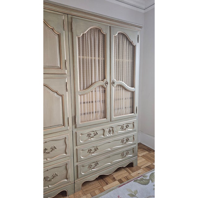 Mid 20th Century Mid 20th Century French Provincial Triple Armoire Wall Unit by Baker Furniture For Sale - Image 5 of 15