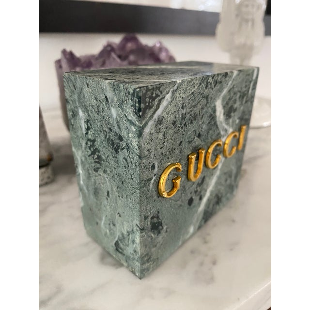Verdi Green Marble 1970s Gucci Bookend, Minimalist Design, Circa 1970s For Sale - Image 11 of 16