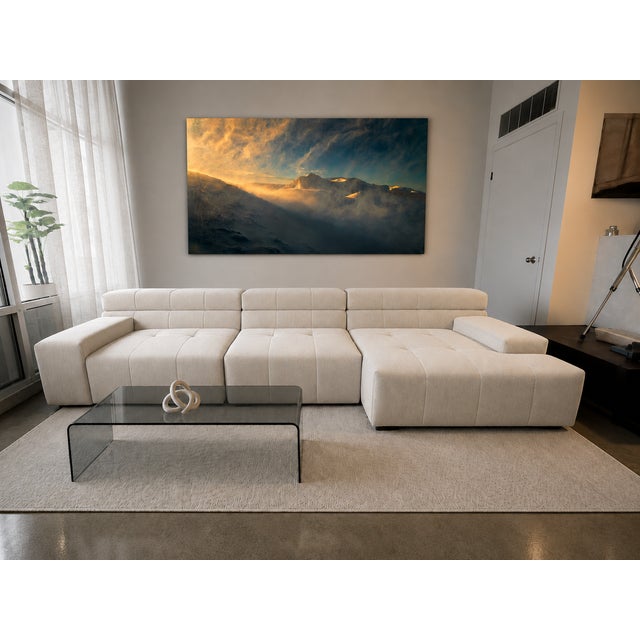 Large Cantoni 3-Pc Modular Sectional Sofa in Off-White Cream Micro-Suede, Like New For Sale - Image 14 of 14