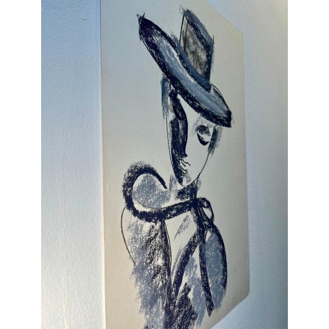 Charcoal Gilbert Pauli, Lady Portrait, 1990, Pastel on Paper For Sale - Image 8 of 10