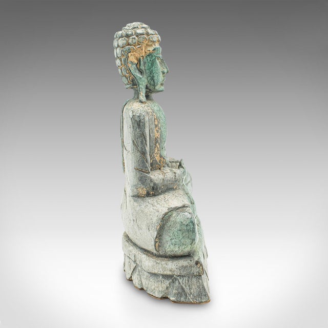 Art Deco Vintage Carved Deity, Oriental, Bronzed Pine, Buddha Figure, Art Deco, c.1930 For Sale - Image 3 of 9