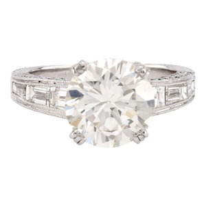 Mid 20th Century Gia 3.19 Carat Round Brilliant Cut Diamond Platinum Engagement Ring, Size 6
