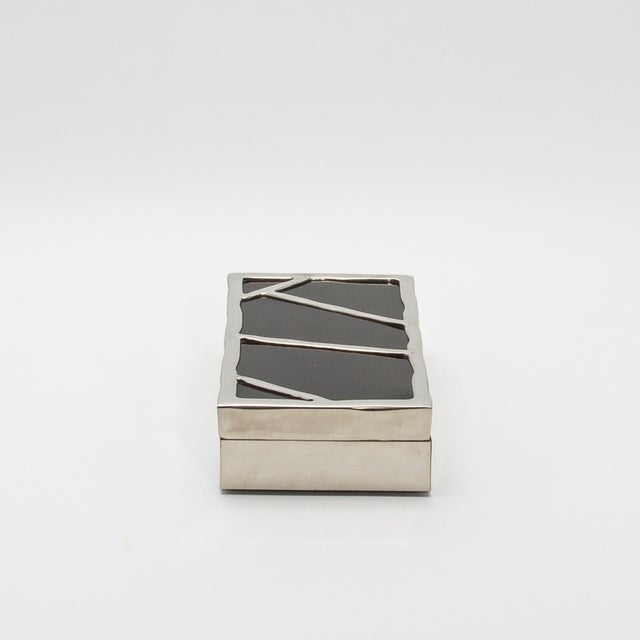 R & Y Augousti Modern Box in Black Shell With Polished Stainless Steel by R&y Augousti For Sale - Image 4 of 9