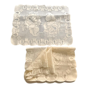 16.5" X 12" Vintage Set of 4 Lace Placemats Floral Victorian Edwardian Traditional Farmhouse English Cottage