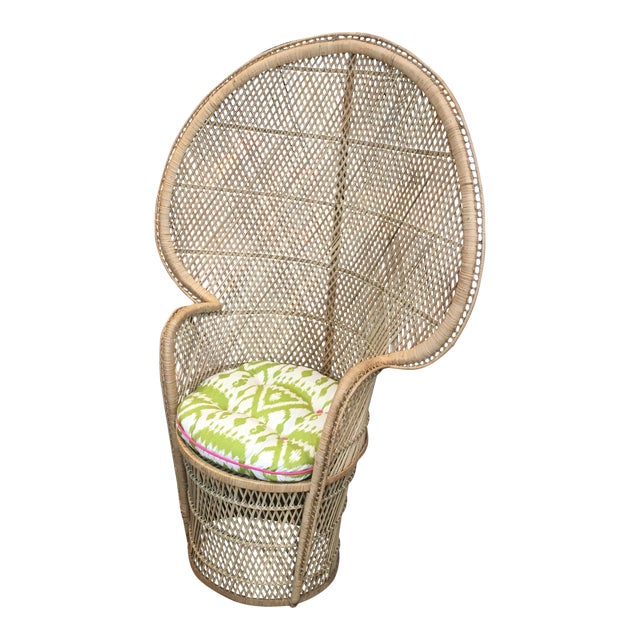 Vintage High Back Peacock Wicker Chair Chairish