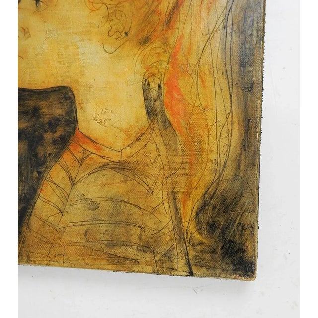 Mid 20th Century Mid 20th Century Modernist Portrait Painting of Young Woman For Sale - Image 5 of 8