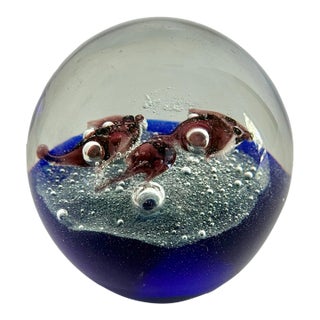 Vintage Art Glass Sea Life Paper Weight For Sale