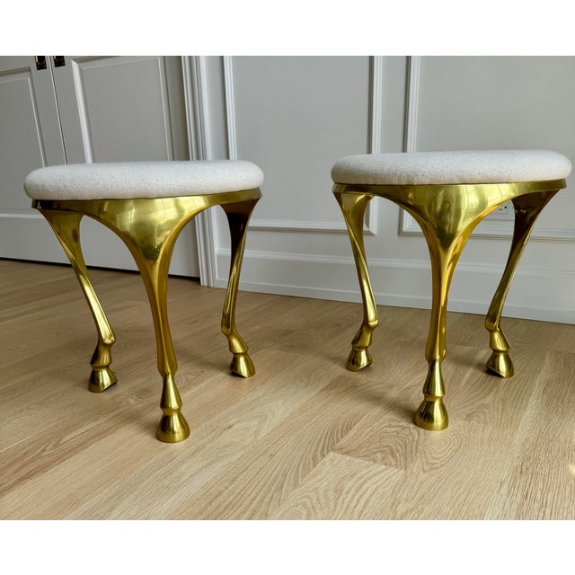 Exceptional pair of Gallop Stools designed by Ayush Kasliwal for CB2. Now discontinued, these distinctive stools have...