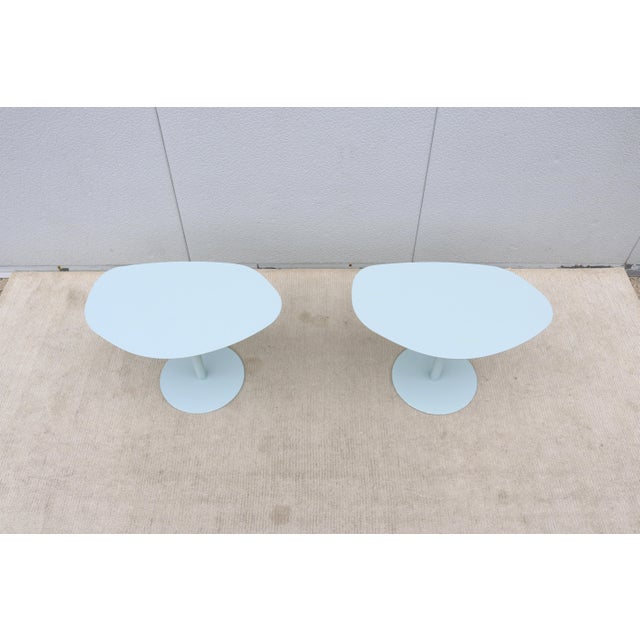 2020s MCM Style Light Blue Organic Forms Side Tables Attributed to Morten Voss, a Pair For Sale - Image 5 of 18
