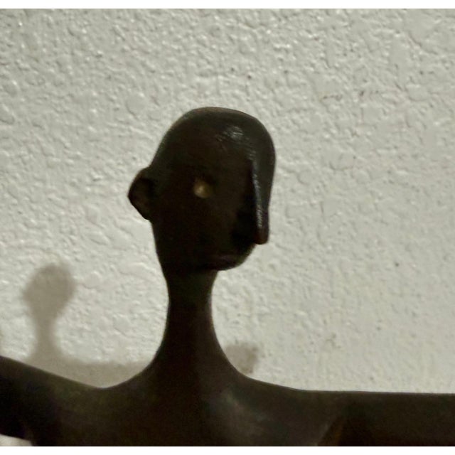 Wood Milton Hebald, Milton Hebald Mid Century Bronze & Wood Sculpture Wpa Artist Modernist Americana For Sale - Image 7 of 12