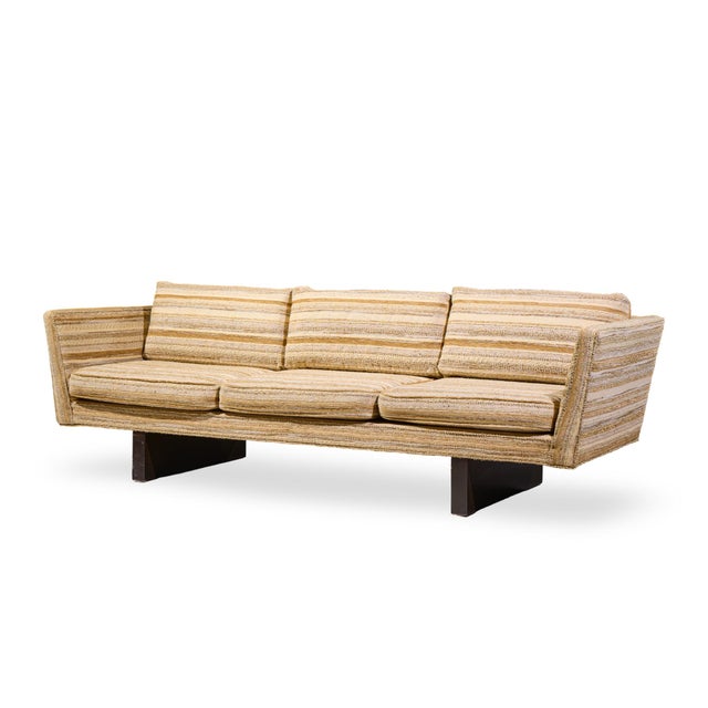 Mid-Century Modern Edward Wormley for Dunbar Model 5485a Mid Century Mahogany Angle Arm Sofa For Sale - Image 3 of 9